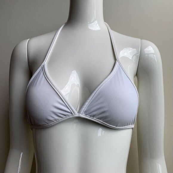 Aaron Chang blue reversible plumeria bikini triangle top tie side - Picture 8 of 12